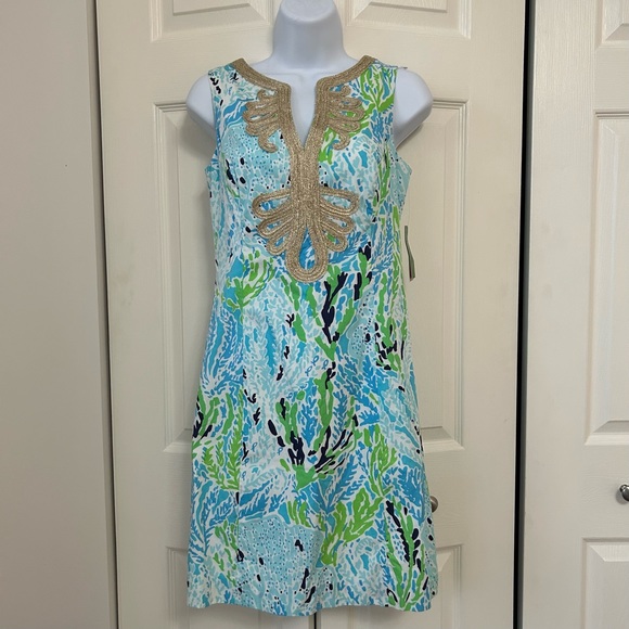 NWT Lilly Pulitzer Janice Shift Dress Spa Blue Let’s Cha Cha - Picture 3 of 8